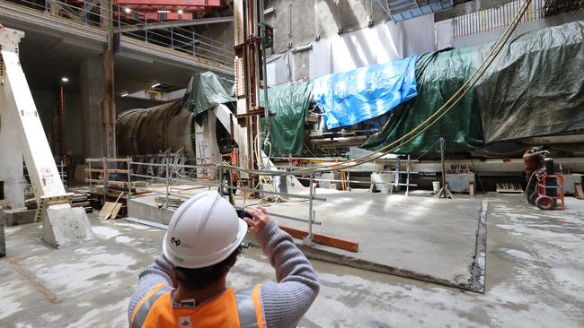 Hi-tech boring machines are working their way from the State Library to Parkville. Picture: Alex Coppel