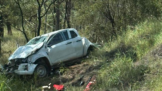 A semi-trailer and a ute collided on the road outside Coopabella on February 1. Photo: Adam Vine