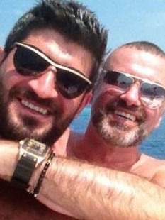 Australian hairdresser Fadi Fawaz and boyfriend George Michael. Picture: Twitter