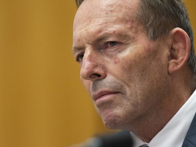 CANBERRA, AUSTRALIA - MAY 1: Former Prime Minister Tony Abbott appears before the working committee for the Voice to Parliament at Parliament House Canberra. Picture: NCA NewsWire / Martin Ollman