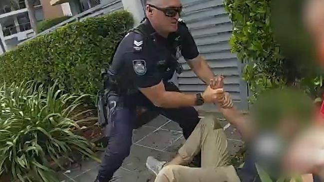 Dramatic arrest footage of a man accused of threatening Sunshine Coast residents at knifepoint has emerged. Photo: QPS