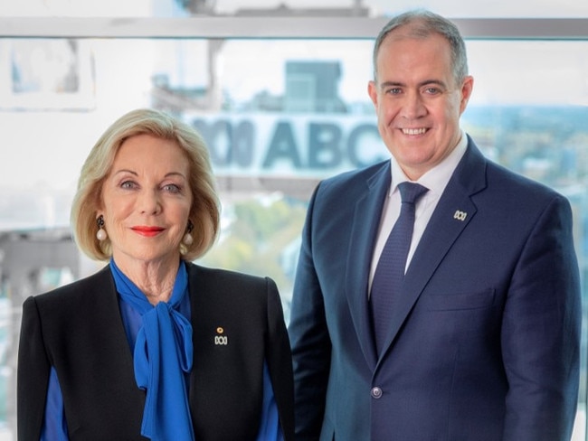 Ita Buttrose, chair of ABC, with new managing director David Anderson. Picture: Supplied by ABC