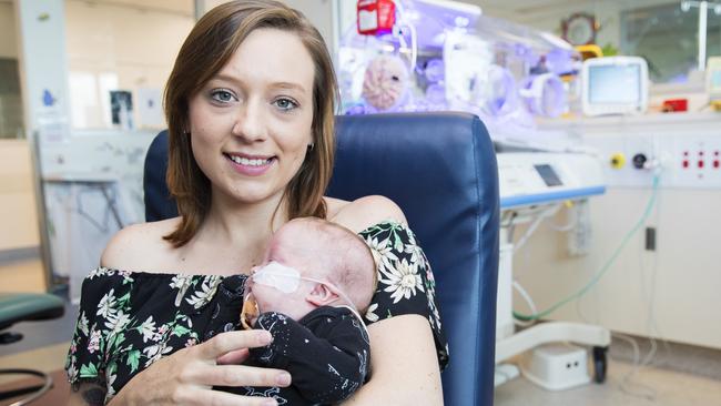 Haylee Spreadborough with son Edward, 12 weeks, who relied on donor breast milk.