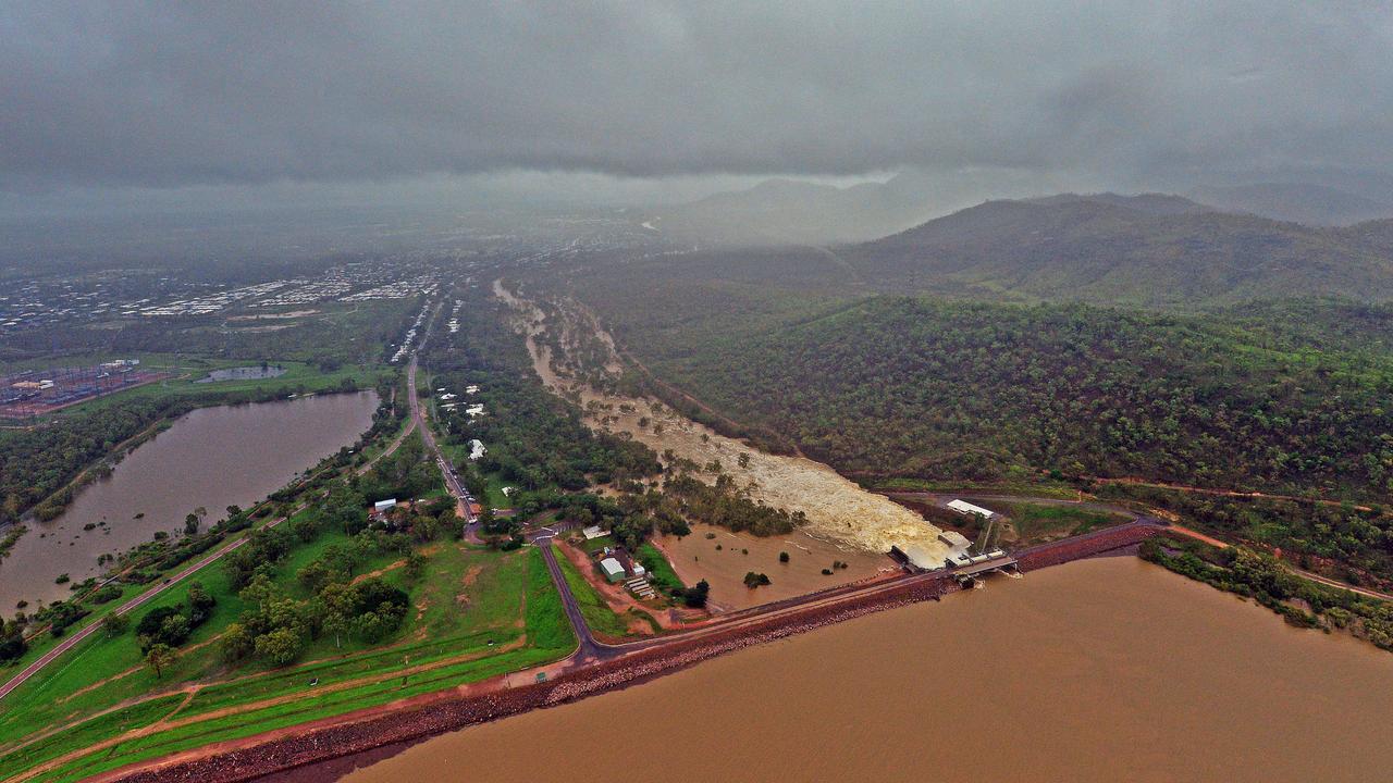 Townsville floods. Ross River Dam from a helicopter. Picture: Zak Simmonds