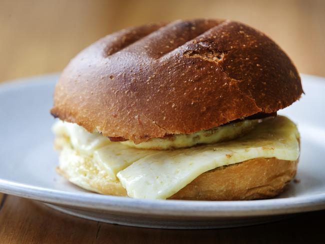 Audrey Coffee’s egg and haloumi rolls, made with Pigeon Whole brioche rolls, mayonnaise, tomato relish and pickles are hard to go past for a tasty snack. Picture: CHRIS KIDD