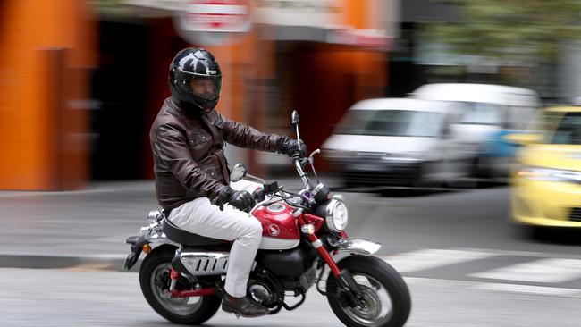 John Lethlean makes light work of the city streets on a Honda Monkey. Picture: David Geraghty. 