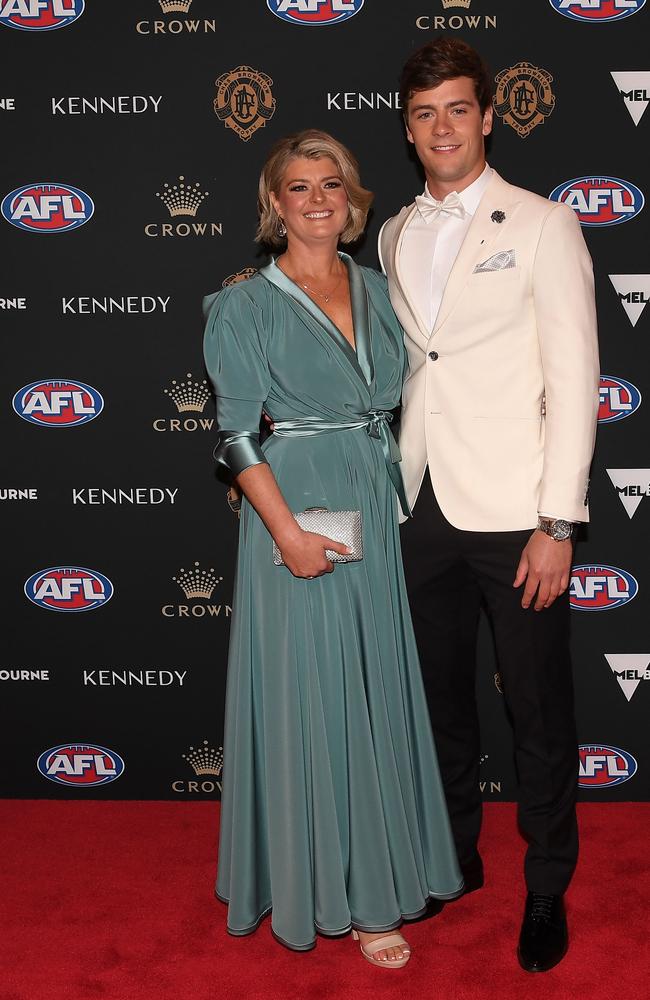 Bulldogs star Josh Dunkley with his mum, Lisa Dunkley. Picture: AAP