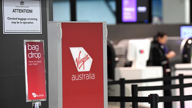 Signage for Virgin Australiaat Melbourne Airport. Picture: AAP