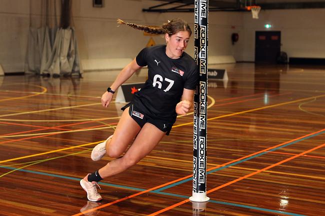 Giselle Davies at the AFLW draft combine for Queensland players, held at Runaway Bay Indoor Sports Centre. Picture: Richard Gosling.