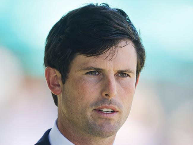 SYDNEY, AUSTRALIA - JANUARY 22: Trainer James Cummings looks on after winning race 2 the Heineken 3 Handicap with Plymstock during Sydney Racing at Royal Randwick Racecourse on January 22, 2022 in Sydney, Australia. (Photo by Jenny Evans/Getty Images)