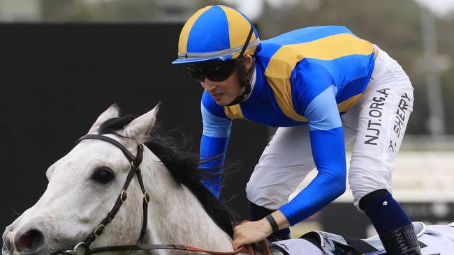 Tom Sherry (pictured) rides Money From The Sky for trainer Mark Newnham. Picture: Getty Images