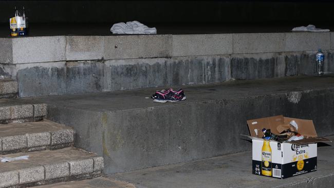 Empty beers at the scene. Picture: Bill Hearne