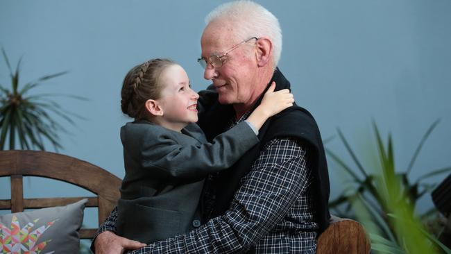 Lucy Stares, 7, went above and beyond to help her grandad. Picture: Robert Pozo