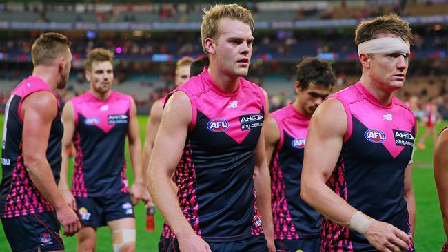 Jack Watts walks off the ground after loss to Sydney. Picture: Getty