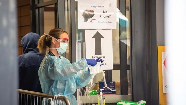 On the frontline at the Royal Melbourne Hospital. Picture: Jason Edwards