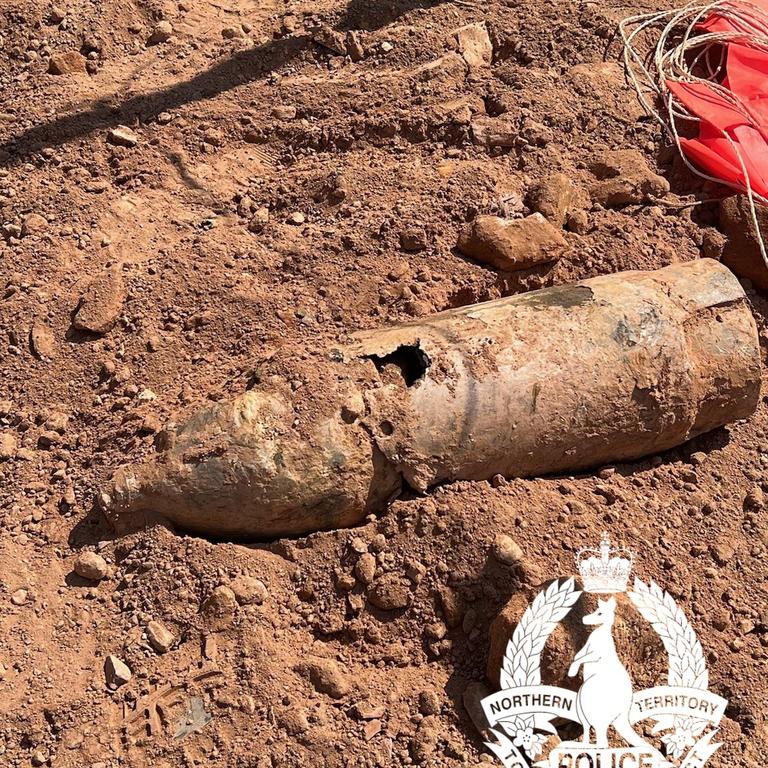 Northern Territory Police have released an image of a unexploded WWII ordnance found near the Stokes Hill Wharf in Darwin City on Tuesday June 25.