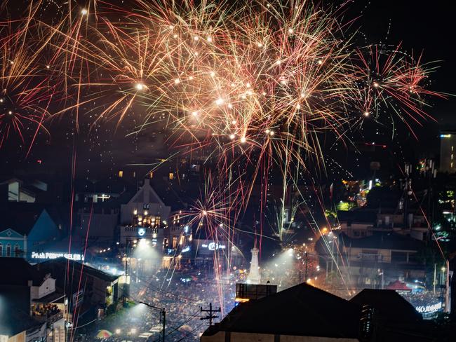 Fireworks illuminate the city's skyline during New Year's Eve celebrations. Picture: Getty