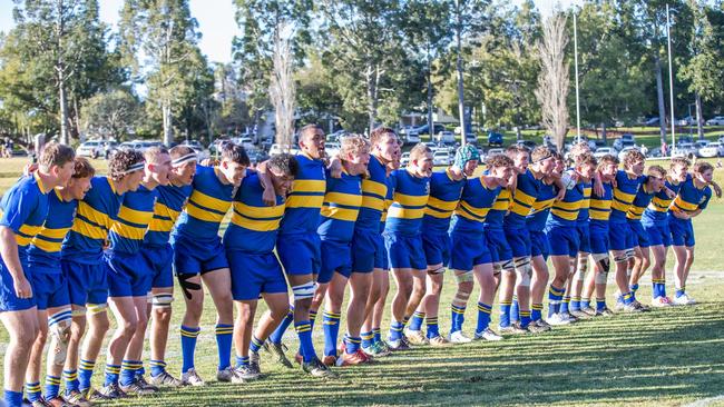 Chace Oates at the head of the TGS First XV rugby team.