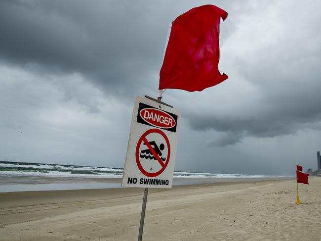 The beaches were closed on the Gold Coast due to weather conditions. Picture Jerad Williams