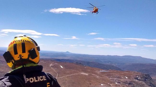 A Polish tourist who fell while walking on Cradle Mountain was rescued by helicopter and taken to the Launceston General Hospital. Picture: TASMANIA POLICE