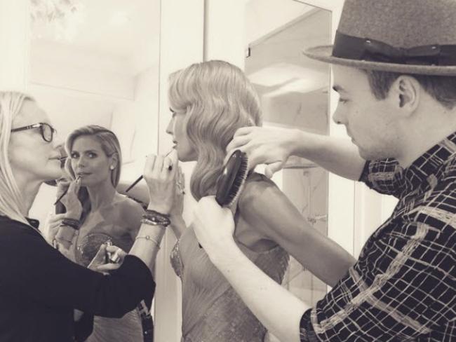 Heidi Klum posted this picture of herself getting ready for the Globes.