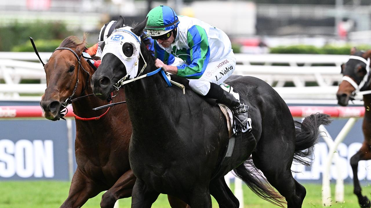 I Wish I Win defeating Bella Nipotina in the Kingsford Smith Cup earlier this year. Picture: Grant Peters/Trackside Photography.