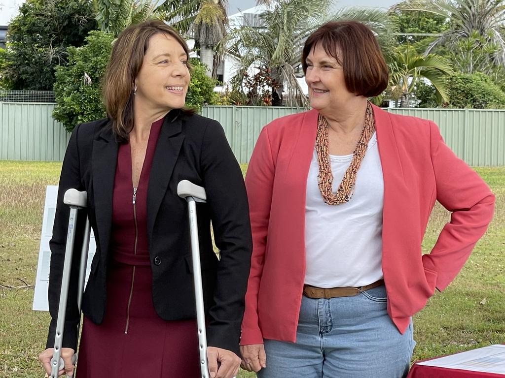 Although absent from her endorsement by the Premier, Mrs Gilbert stood behind Ms Hassan as she was confirmed as Labors nominee. Photo: Fergus Gregg