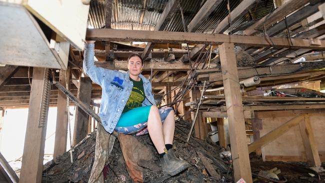 Rahima Jackson, of South Lismore had to be rescued from her roof while her house burned - while it was half submerged in flood waters. Picture: Cath Piltz