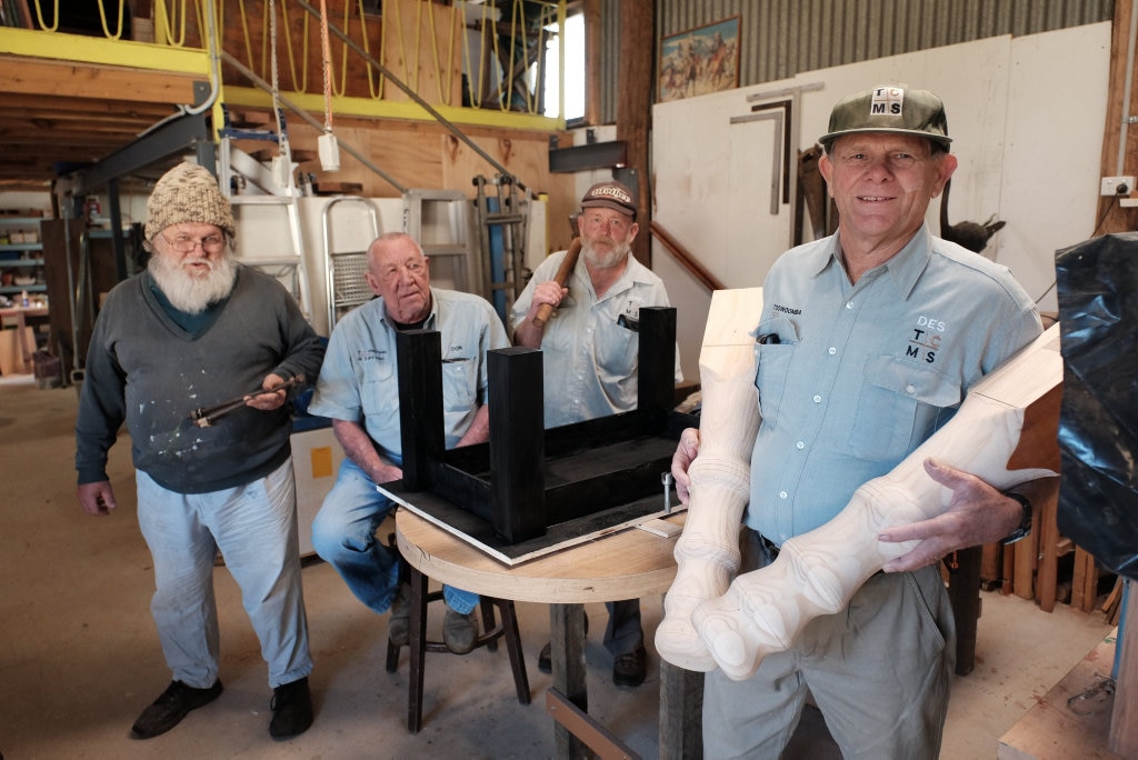 Col Walpole, Don Moore, Lionel Noll, and Des Shore at the Toowoomba City Men's Shed. 100718. Picture: Matthew Newton