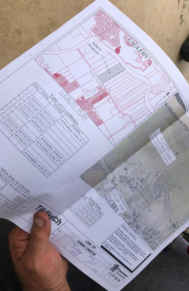 The detailed plan Mr Herse received that shows which part of his land is required.