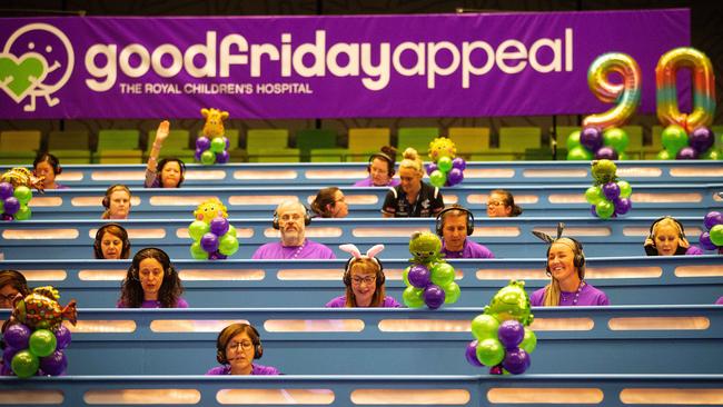 Volunteers at the 2021 Good Friday Appeal at the Melbourne Convention & Exhibition Centre. Picture: Mark Stewart