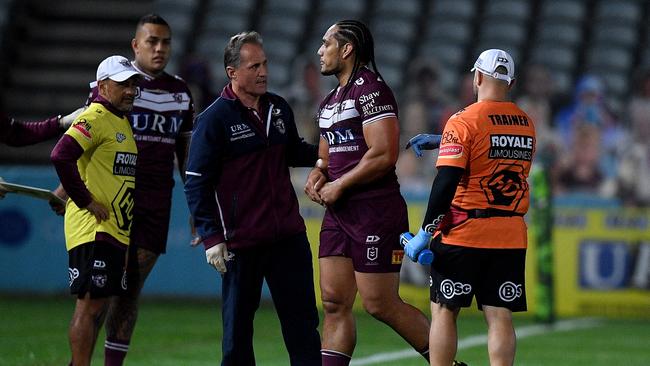 Martin Taupau will miss at least one week with a dislocated thumb. Picture: AAP.