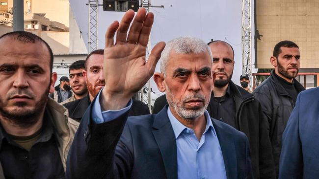 Yahya Sinwar (C), Gaza Strip chief of the Palestinian Islamist Hamas movement, has been central to negotiations. Picture: AFP