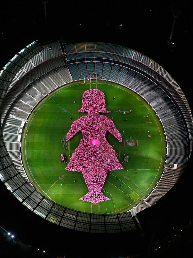 Aerial view of the Field of Women at the MCG in the 2014. Picture: Sean Garnsworthy/AFL Media