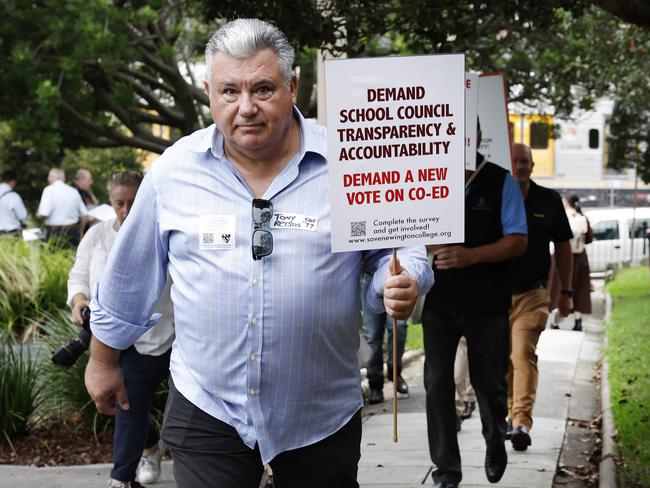 DAILY TELEGRAPH 31ST JANUARY 2024Pictured in Stanmore is anti-coed Newington College parents walking towards the school in a silent protest against the proposed switch to Newington College becoming a co-ed school.Picture: Richard Dobson