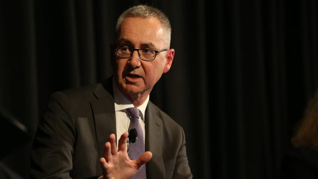 APRA’s new chairman John Lonsdale at the regulator’s annual conference on Friday. Picture: Britta Campion