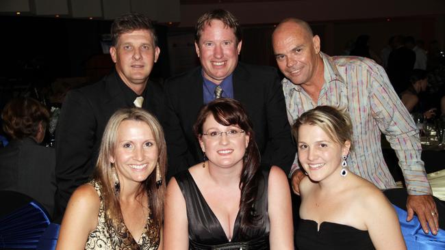 Back L-R:- Gavin Zielke, Lloyd Bendall and Jeff Gallagher. Front L-R:- Belinda Zielke, Maria Bambrook and Janelle Reid from Kawana Kitchens at the Best In The Business awards evening. Photo Janie Kayes/The Morning Bulletin.