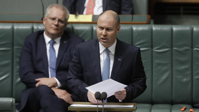 Josh Frydenberg delivers the budget on Tuesday. Picture: Sean Davey.