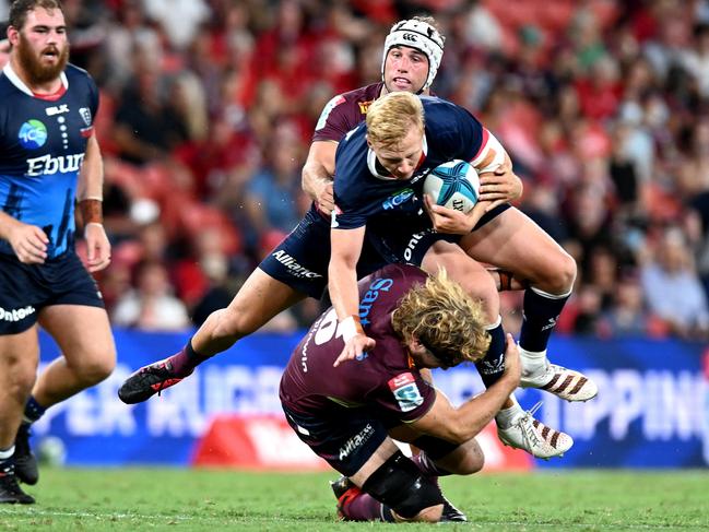 Carter Gordon had an off night for the Rebels in their loss to Queensland. Picture: Bradley Kanaris/Getty Images