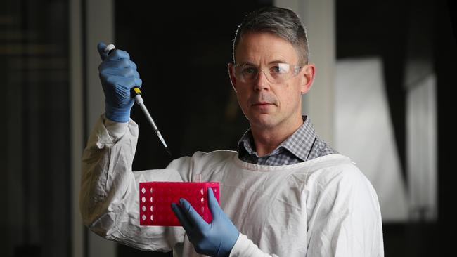 Associate Professor Nathan Bartlett from Hunter Medical Research Institute has developed a nasal spray to help treat Covid-19. Picture: David Swift.