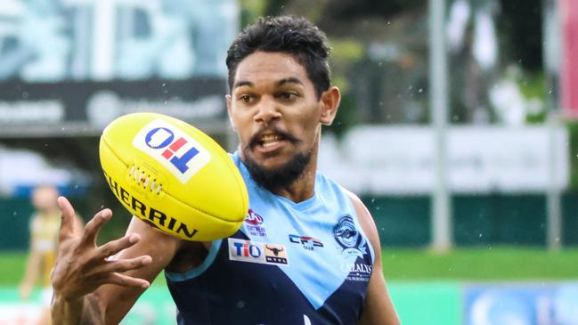 Liam Holt-Fitz kicked four goals in his 100th NTFL premier league match. Picture: Celina Whan / AFLNT Media