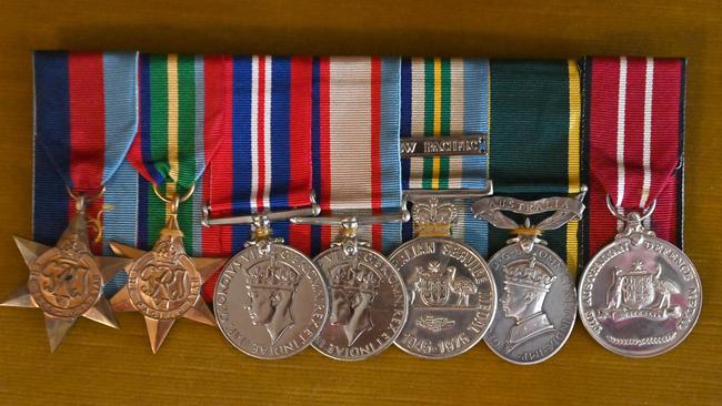 Colin Wagener’s medals – he says of his fallen comrades “I salute them by covering my medals, because their sacrifice was greater than mine”. Picture: Keryn Stevens