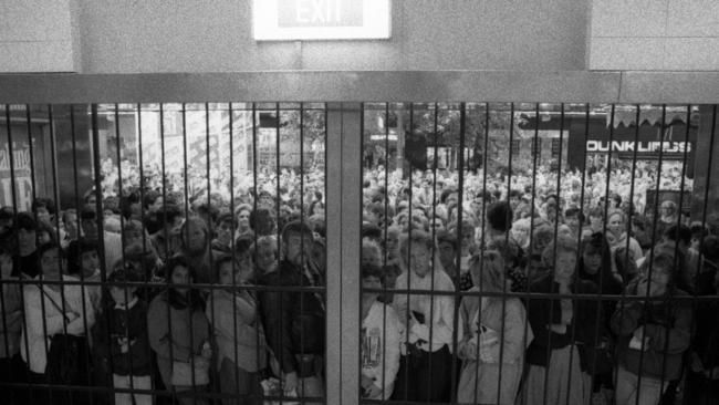 Shoppers waiting for the doors to open at Myer on Boxing Day.