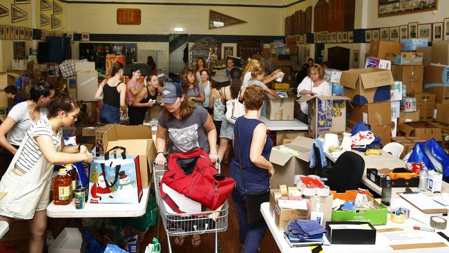 Bondi Surf Bathers Life Saving Club has been inundated with donations after setting up as a bushfire relief centre. Picture: John Appleyard