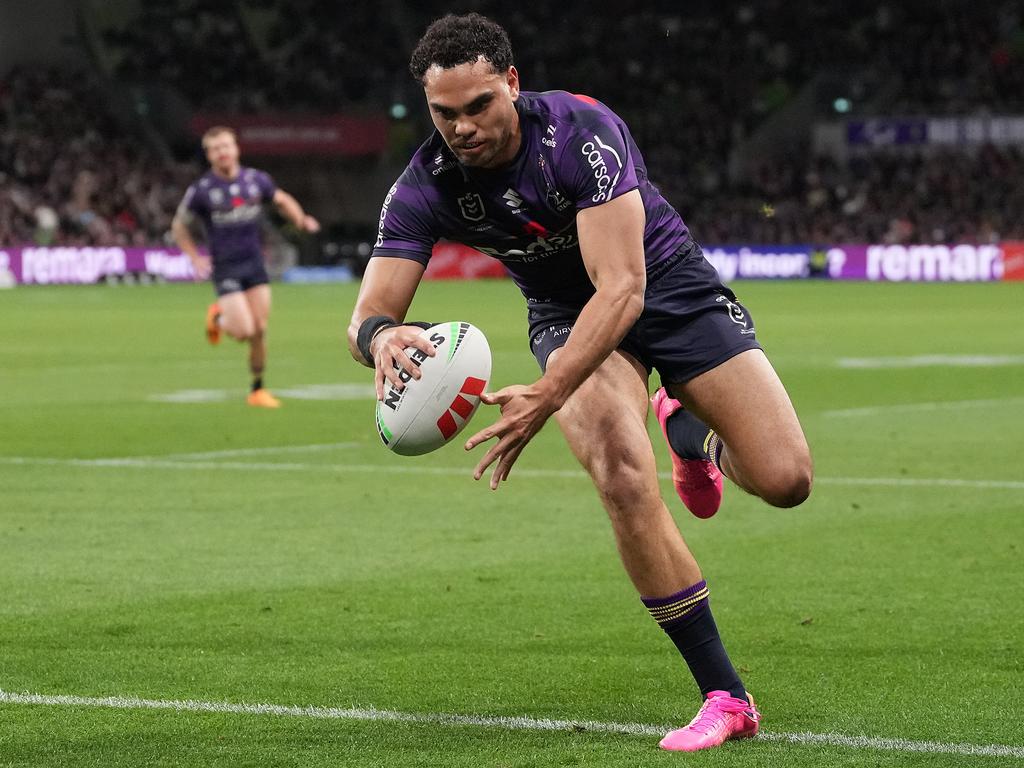 Xavier Coates notched a first half hat trick before leaving the field with a hamstring injury. Picture: Daniel Pockett/Getty Images