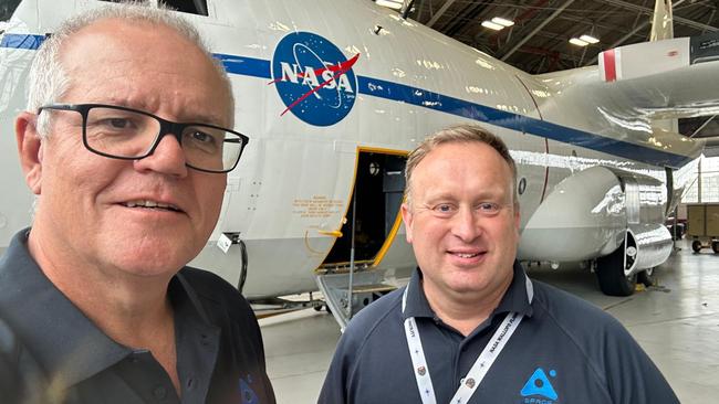 Space Centre Australia chair Scott Morrison and company chief executive and founder James Palmer at Wallops Range, Virginia, USA. Picture: Supplied