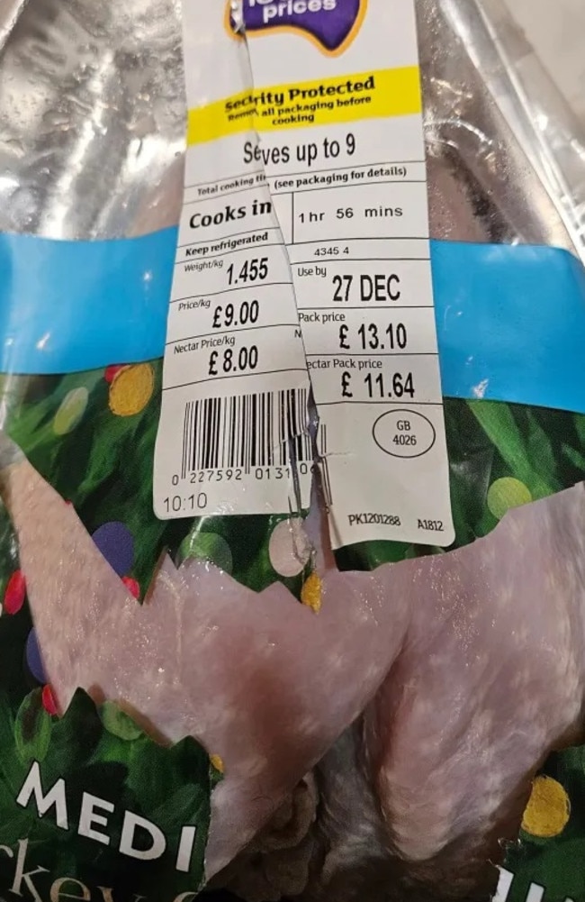 A turkey crown had ‘gone off’ by the time the disappointed shopper unwrapped it. Picture: @MikeRodgers74/X