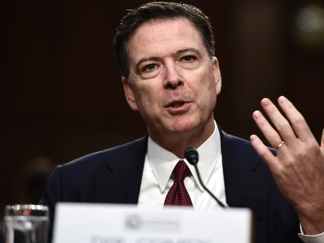 Former FBI Director James Comey testifies. Picture: AFP