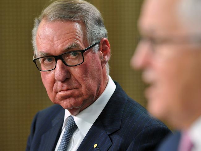 David Gonski spoke alongside the PM in May when he announced the federal government would roll out the needs-based funding model. Picture: AAP