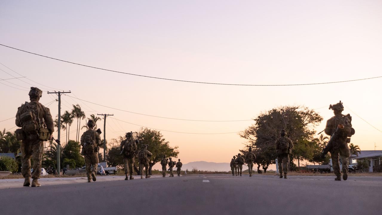 Soldiers from 3rd Battalion Royal Australian Regiment on patrol at Bowen during Exercise Talisman Sabre 2021. Picture: Supplied